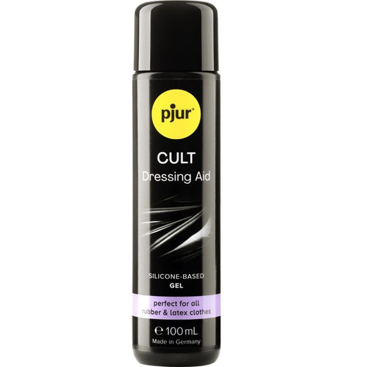 PJUR Cult Fluido para Vestir e Cuidar Látex 100ml, frasco do produto.