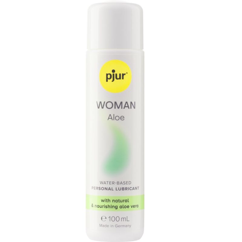 Pjur Woman Aloe Lubrificante à Base de Água 100ml, frasco com detalhes do produto.