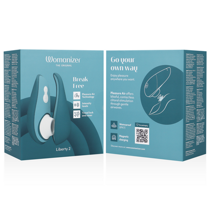Womanizer Liberty 2 estimulador de clitóris por sucção na cor verde claro, com tampa magnética.