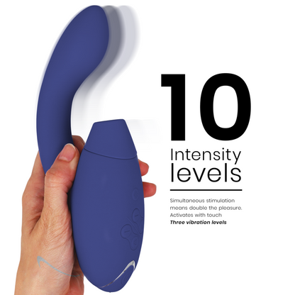 Womanizer Duo 2 Estimulador Duplo azul com Tecnologia Pleasure Air para estimulação clitoriana e Ponto G.