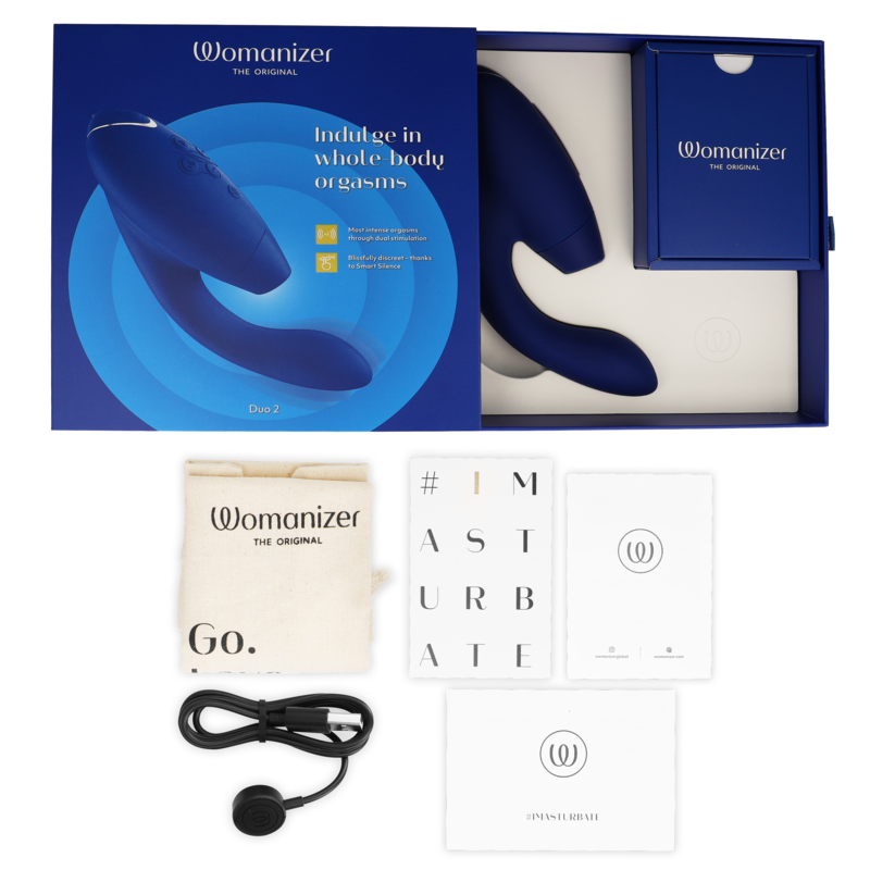 Womanizer Duo 2 Estimulador Duplo azul com Tecnologia Pleasure Air para estimulação clitoriana e Ponto G.