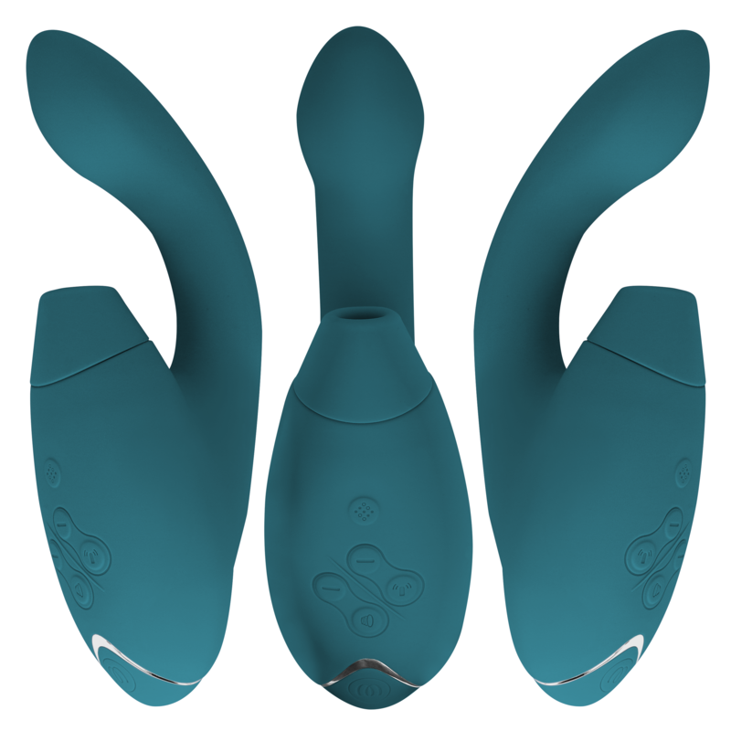 Womanizer Duo 2 Estimulador Duplo Clitoriano e Ponto G Azul Petróleo
