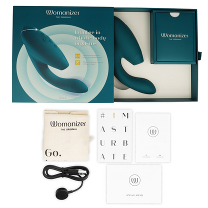Womanizer Duo 2 Estimulador Duplo Clitoriano e Ponto G Azul Petróleo