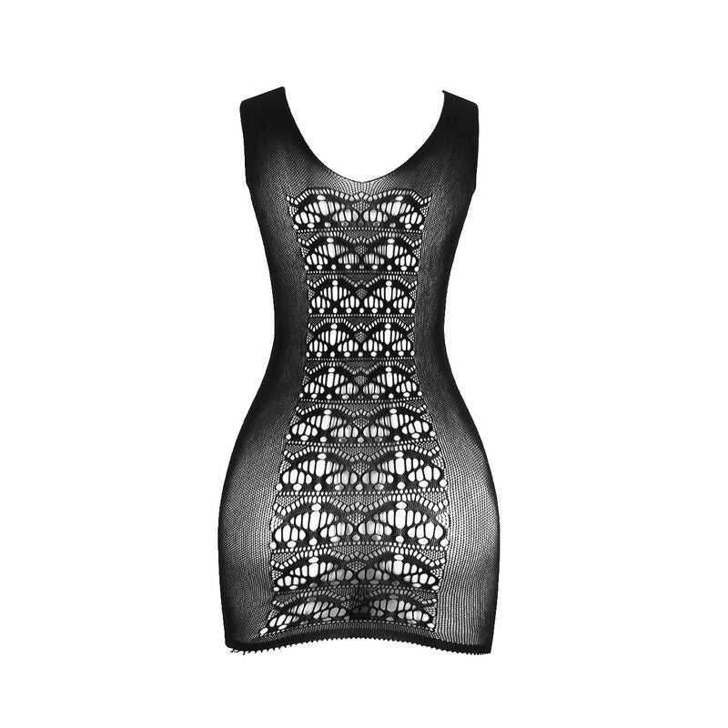 Vestido Curto Fishnet SUBBLIME Preto de malha elástica, tamanho único