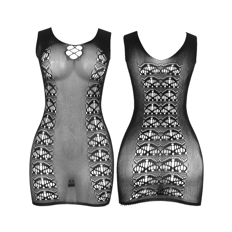 Vestido Curto Fishnet SUBBLIME Preto de malha elástica, tamanho único