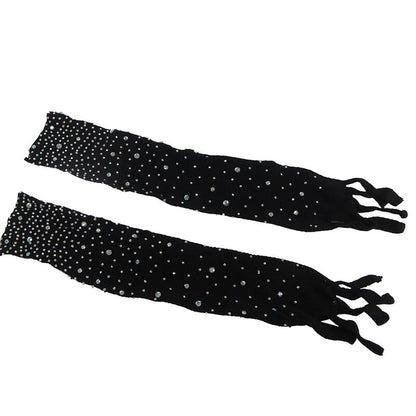 Imagem do Bodystocking de Rede Subblime com Luvas e Diamantes Preto, mostrando detalhes da trama e brilho.