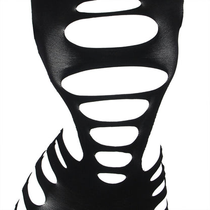 Body de manga longa Subblime preto com rede elástica, exibindo design sensual e ajuste perfeito.
