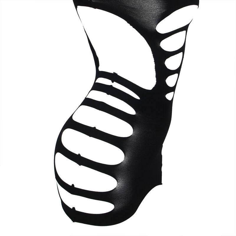 Body de manga longa Subblime preto com rede elástica, exibindo design sensual e ajuste perfeito.