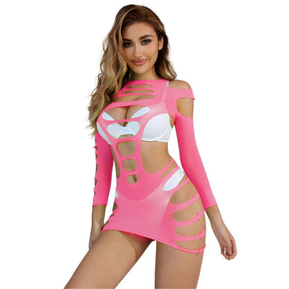 Body Lingerie Subblime de rede elástica vazada rosa