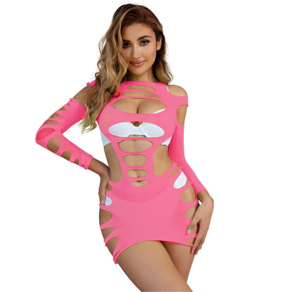 Body Lingerie Subblime de rede elástica vazada rosa