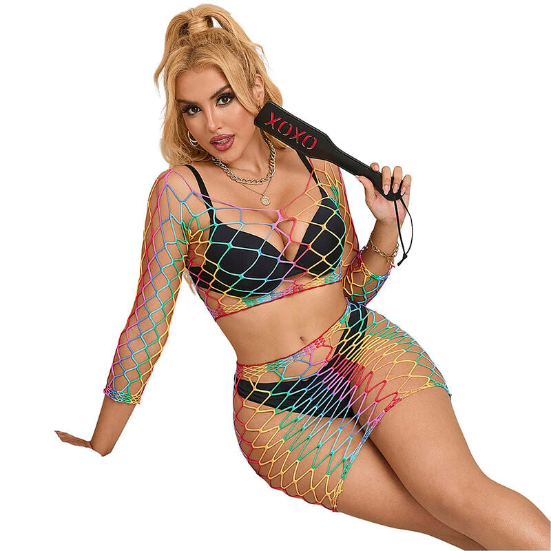 Conjunto Lingerie Subblime 2 Peças Renda Arco-Íris Manga Comprida, exibindo design e material