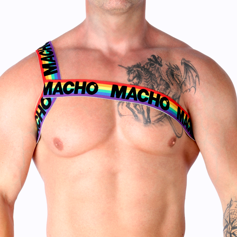 MACHO Arnés Romano Elástico S/M Blanco