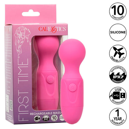 Masajeador Recargable First Time con 10 Vibraciones Rosa
