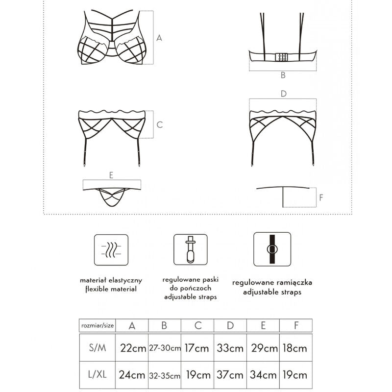 LIVCO CORSETTI FASHION - SOLEDAD LC 20217 SUJETADOR + BRAGUITA + LIGUERO S/M