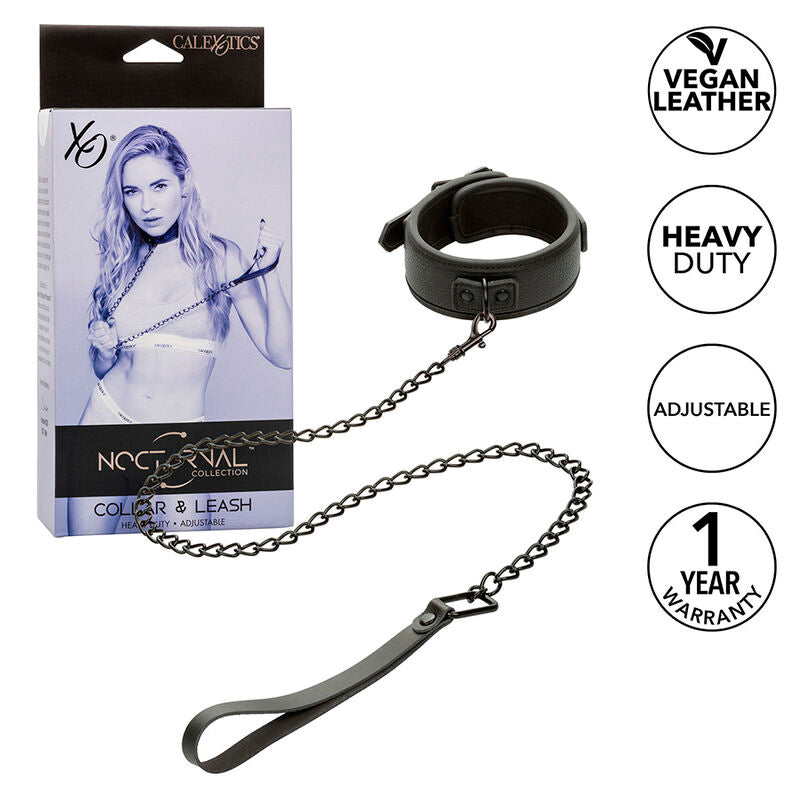 Collar y Correa de Cuero Ajustable Nocturnal