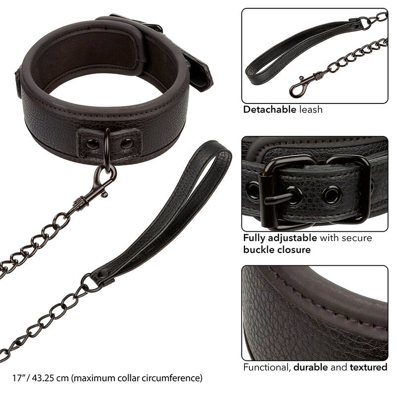Collar y Correa de Cuero Ajustable Nocturnal