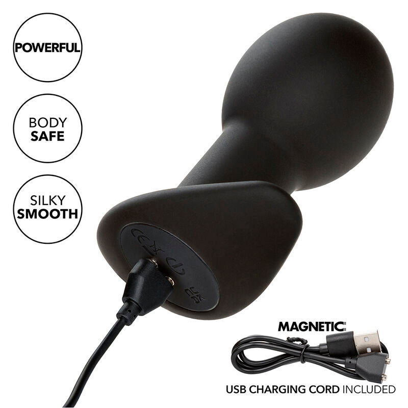 Plug Anal Vibrador Rock Bottom con 10 Funciones de Silicona Negra