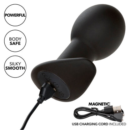 Plug Anal Vibrador Rock Bottom con 10 Funciones de Silicona Negra