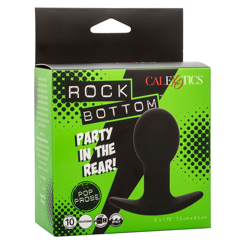 Plug Anal Vibrador Rock Bottom con 10 Funciones de Silicona Negra