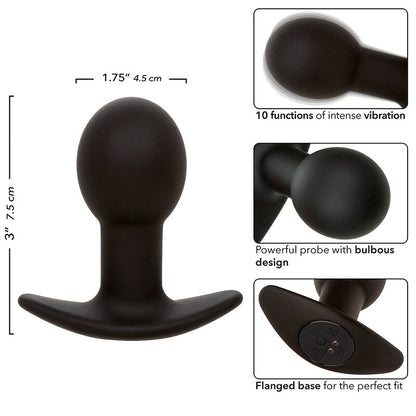 Plug Anal Vibrador Rock Bottom con 10 Funciones de Silicona Negra