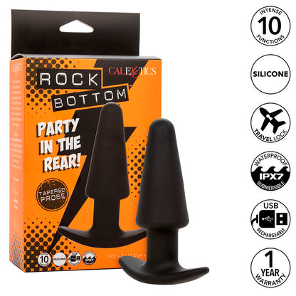 Plug Anal Cónico Rock Bottom con 10 Vibraciones y Silicona Segura