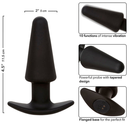 Plug Anal Cónico Rock Bottom con 10 Vibraciones y Silicona Segura