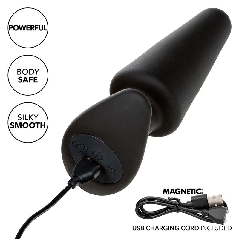 Plug Anal Cónico Rock Bottom con 10 Vibraciones y Silicona Segura
