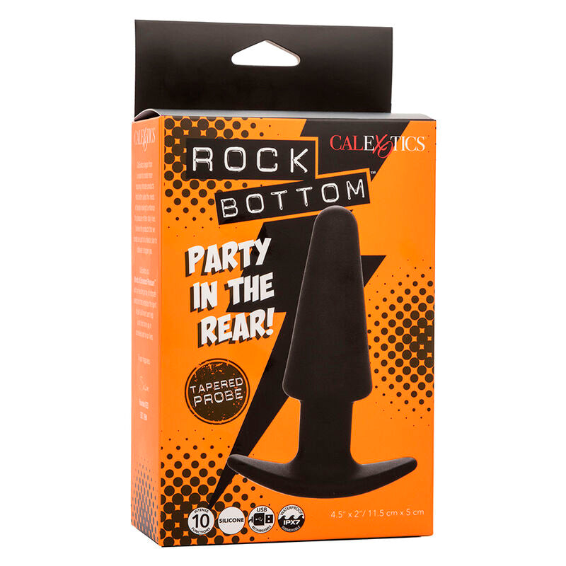 Plug Anal Cónico Rock Bottom con 10 Vibraciones y Silicona Segura