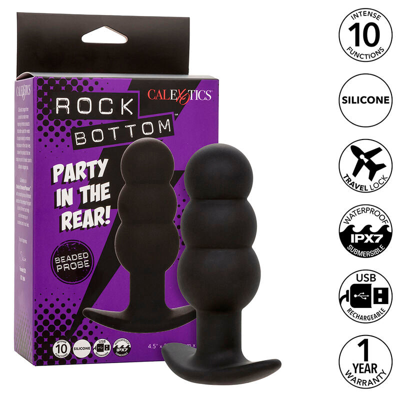 Plug Anal Vibratorio con Perlas de Silicona Negro