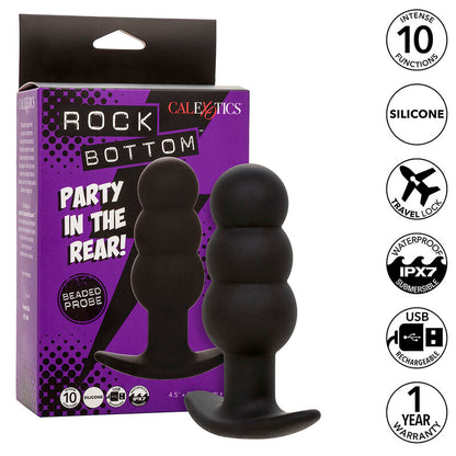 Plug Anal Vibratorio con Perlas de Silicona Negro