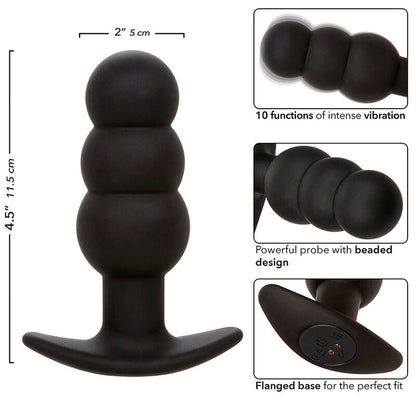 Plug Anal Vibratorio con Perlas de Silicona Negro