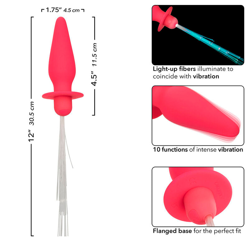 Plug Anal Vibrador Southern Lights con 10 Vibraciones de Silicona Rosa