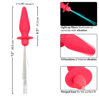 Plug Anal Vibrador Southern Lights con 10 Vibraciones de Silicona Rosa
