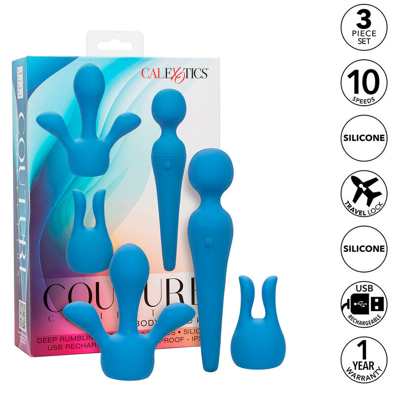 Vibrador Wand Couture Kit con 10 Vibraciones Azules