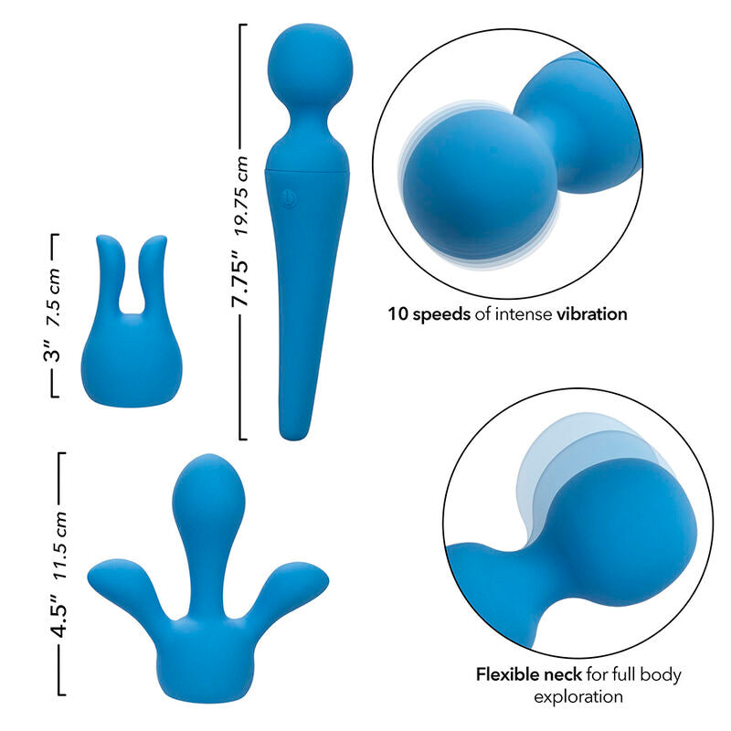 Vibrador Wand Couture Kit con 10 Vibraciones Azules
