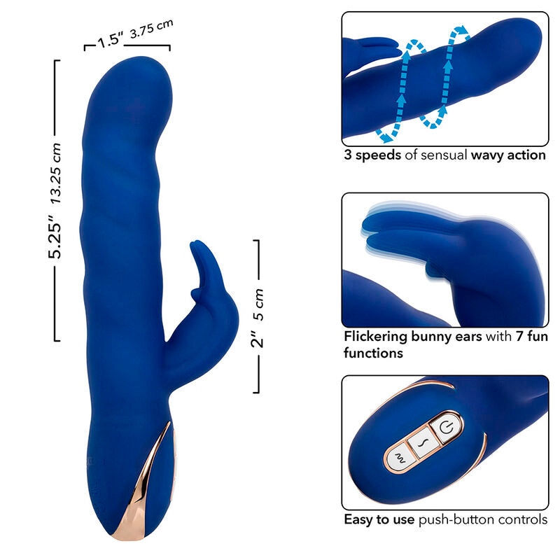 Vibrador Jack Rabbit con Movimiento Ondulatorio Azul