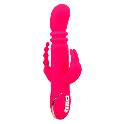 Vibrador Triple Calentado Estilo Conejo con Pulsación y Calentamiento