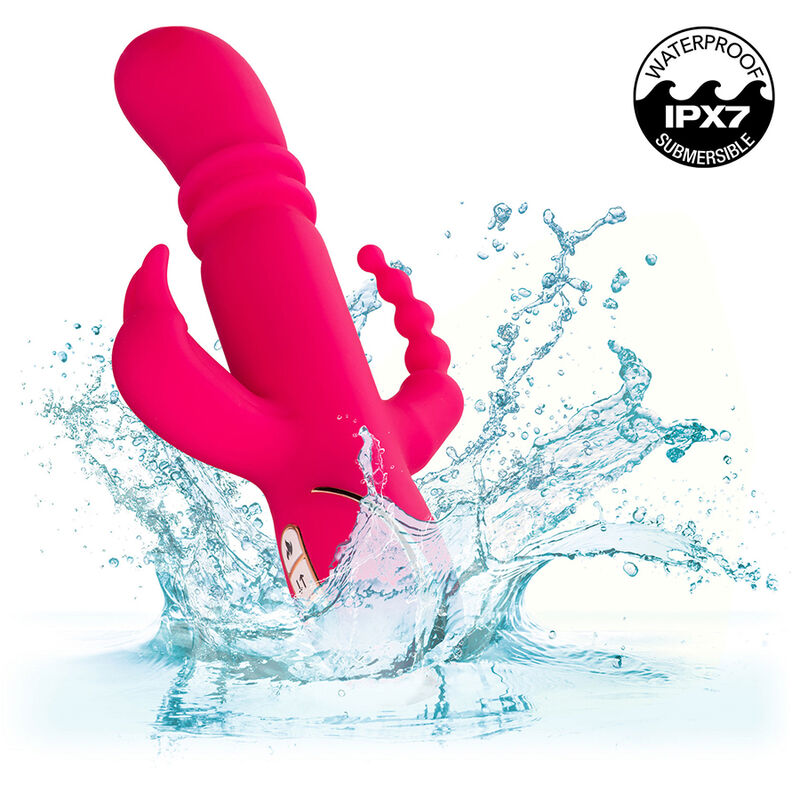 Vibrador Triple Calentado Estilo Conejo con Pulsación y Calentamiento