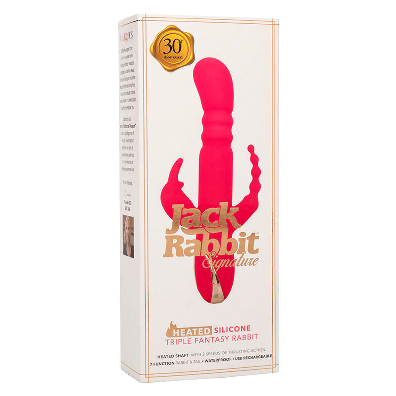 Vibrador Triple Calentado Estilo Conejo con Pulsación y Calentamiento