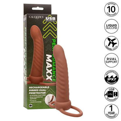 Vibrador de Doble Penetración Nervurado Maxx con 10 Vibraciones