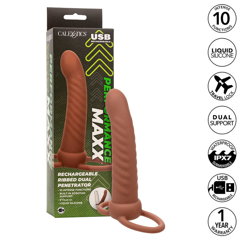 Vibrador de Doble Penetración Nervurado Maxx con 10 Vibraciones