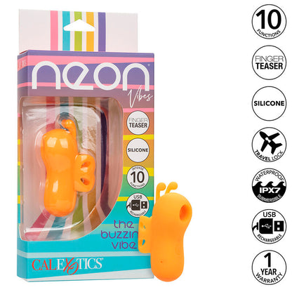 Vibrador de Dedo Neon Vibes con 10 Vibraciones Naranja