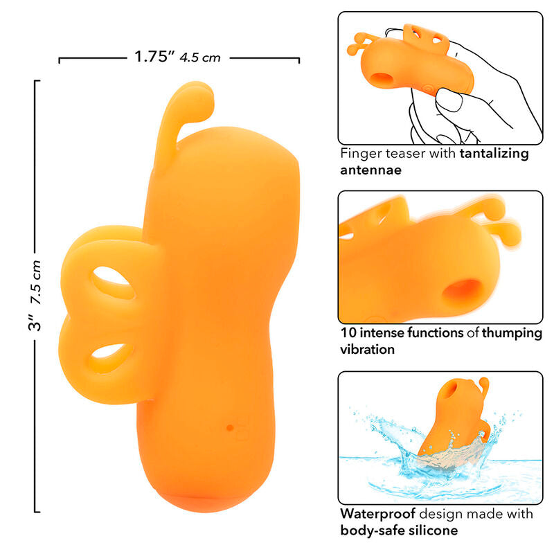 Vibrador de Dedo Neon Vibes con 10 Vibraciones Naranja