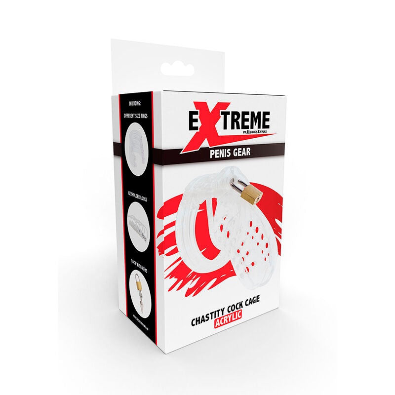 HIDDEN DESIRE - JAULA DE CASTIDAD PARA EL PENE DE ACRÍLICO TRANSPARENTE Y EXTREMA AJUSTABLE