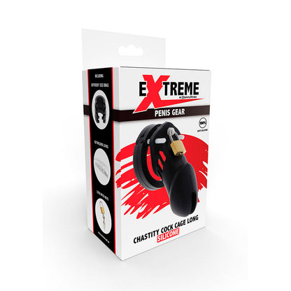 HIDDEN DESIRE - JAULA DE CASTIDAD PARA EL PENE DE SILICONA EXTREMA TALLA L NEGRA