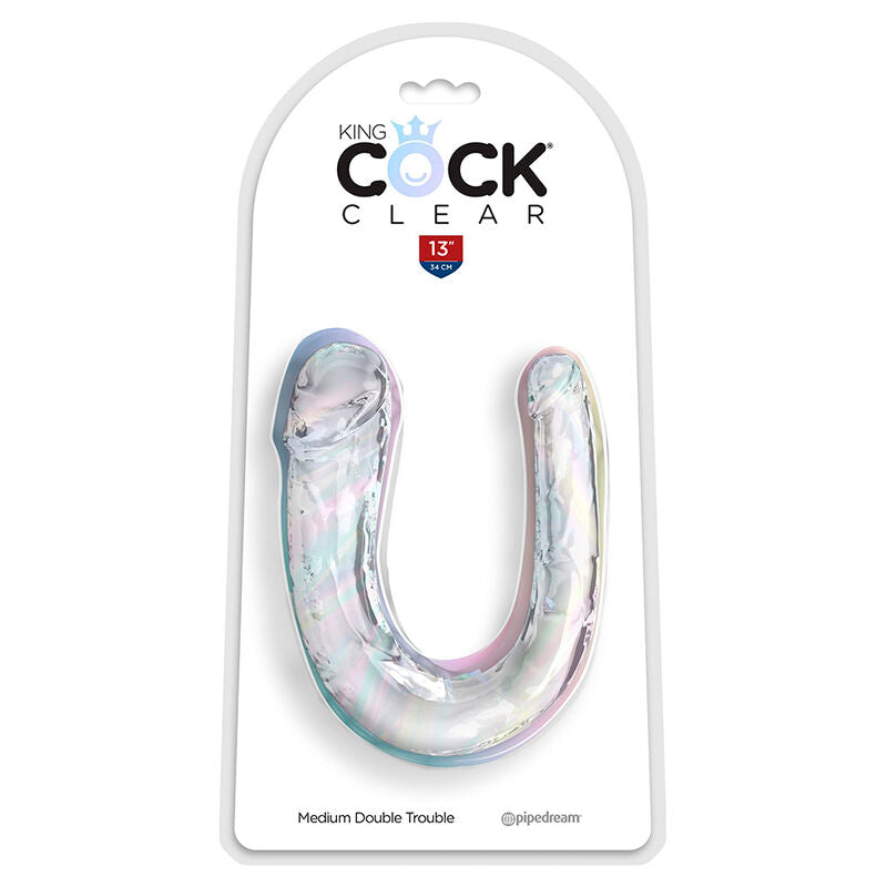 Dildo Doble Double Trouble 33 cm Transparente