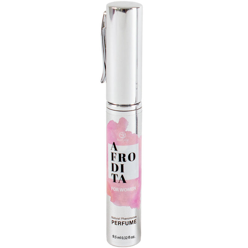 SECRETPLAY Perfume Feromonas Afrodita Spray Feminino 9.5ml, design compacto e elegante.