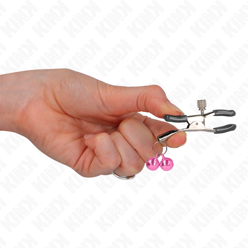 KINK Grampo de Mamilo Duplo Sino Rosa 6 cm para estimulação BDSM.