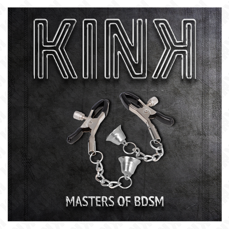 Close-up das KINK Pinças para Mamilos Pingente Sino Prata 6cm, destacando o design e o sino.