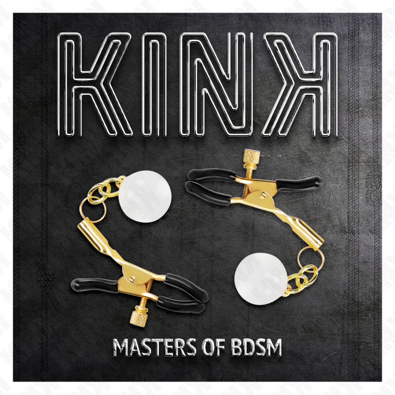 Pinças de mamilo KINK de vidro ouro 6 cm para estimulação BDSM.